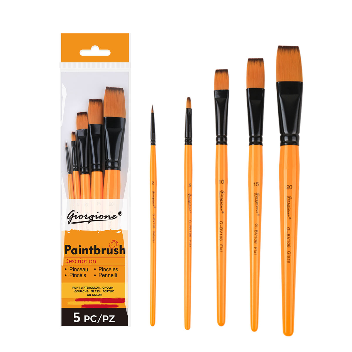 Giorgione Flat Brush Set 5pcs – GBV106