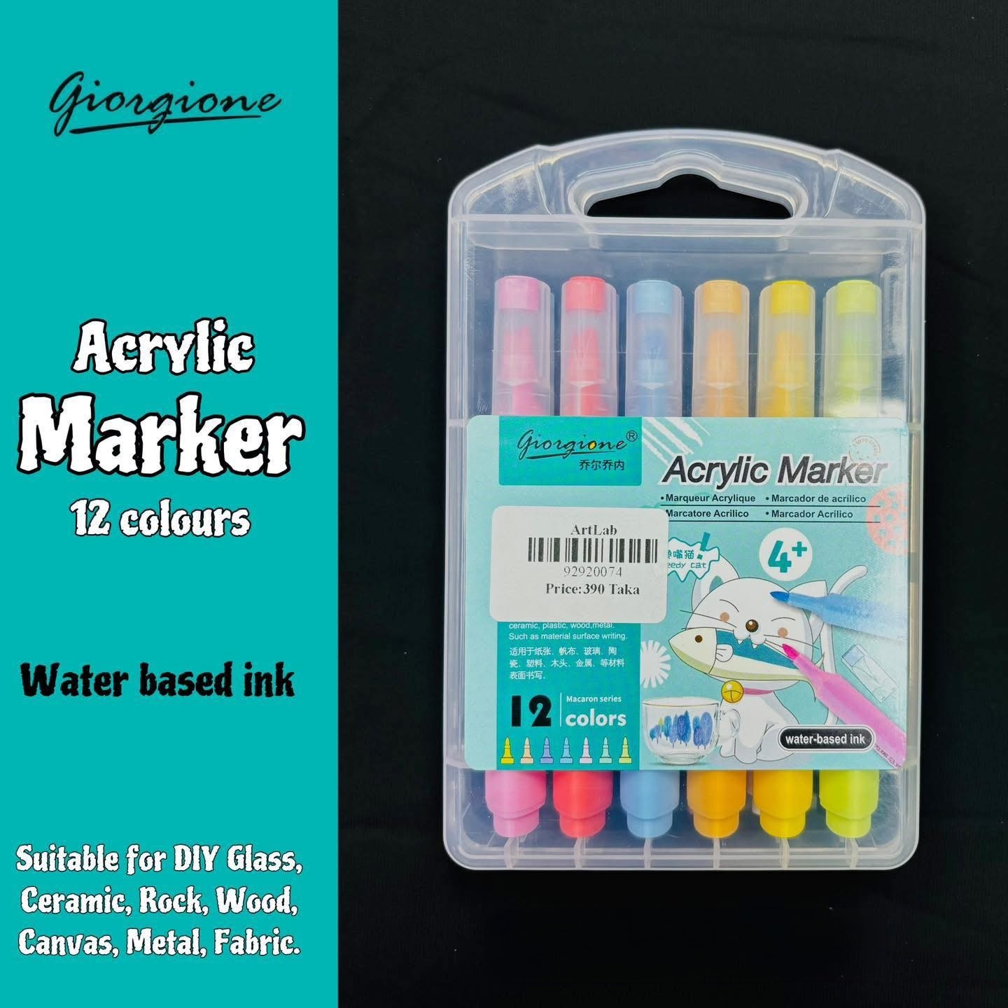 Giorgione Acrylic Marker (12 Colors) – Plastic Box